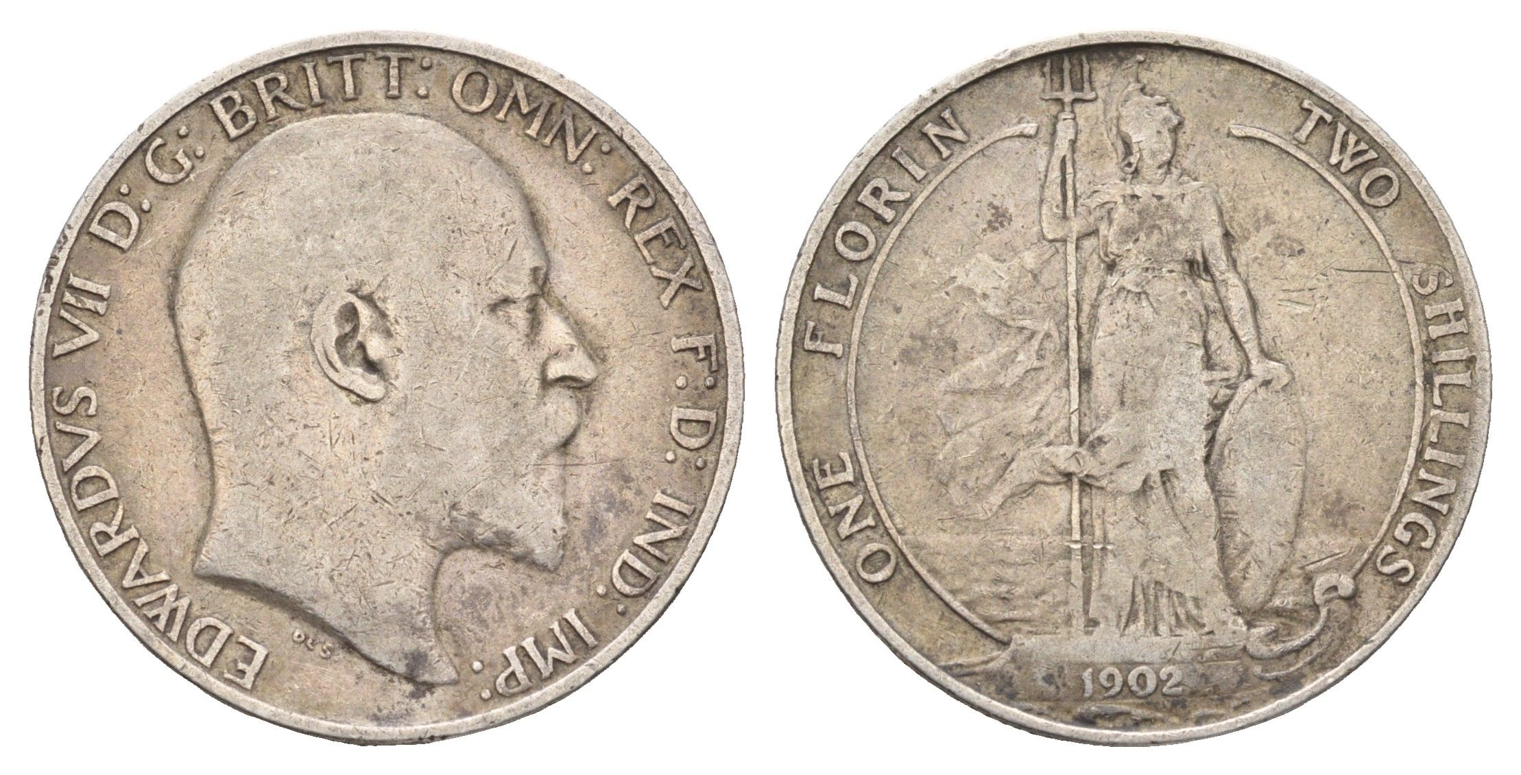 Великобритания 2 шиллинга (флорин) 1902 Эдуард VII (1901-1910) KM 801, Spink 3981 серебро 441-1533