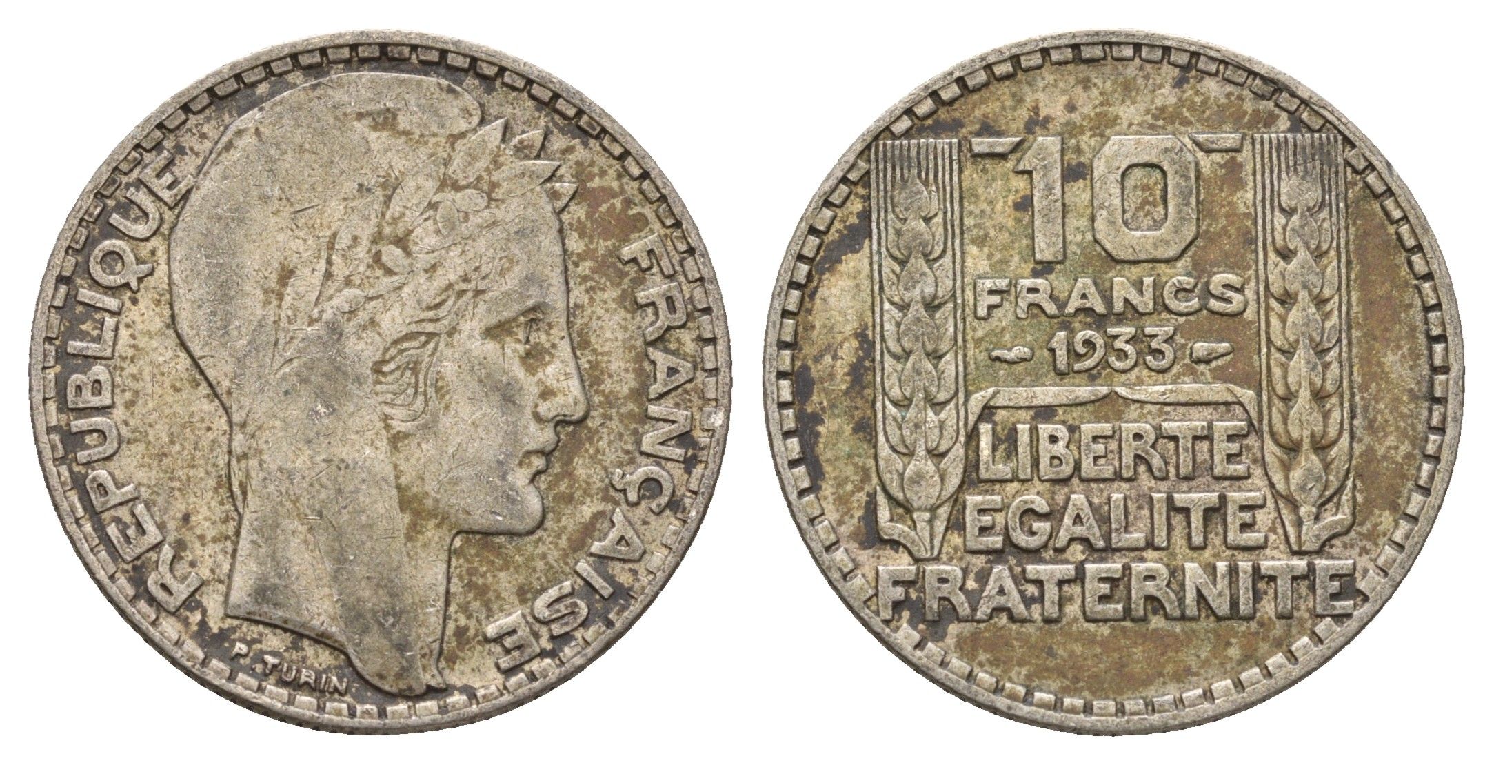 Франция 10 франков 1933 KM 878 серебро 4673-1155