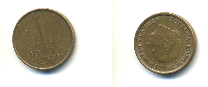 НИДЕРЛАНДЫ 1 ЦЕНТ 1971 ЮЛИАНА KM 180 бронза 176-613
