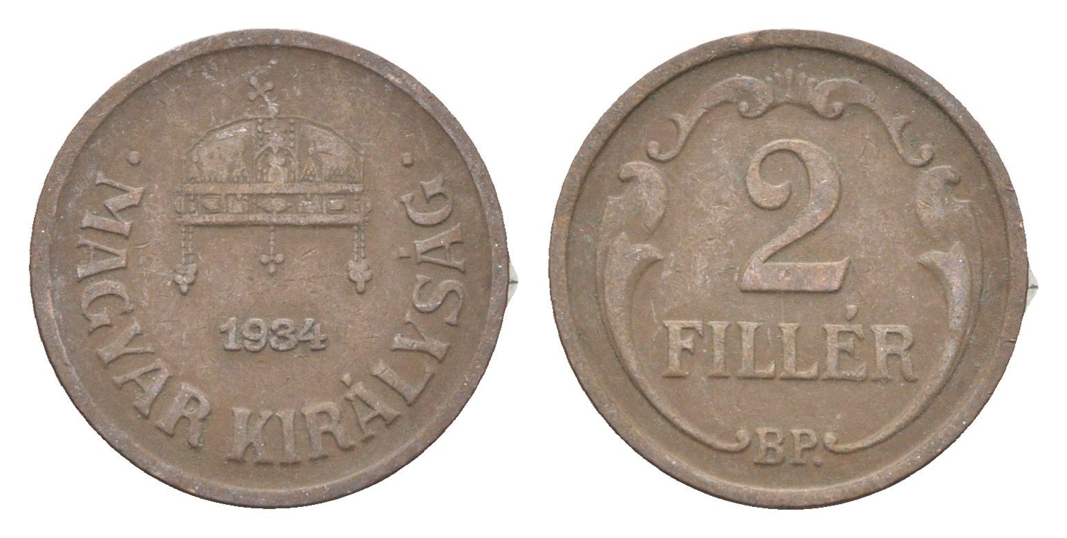 Венгрия 2 филлера 1934 BP KM 506 бронза 4665-437
