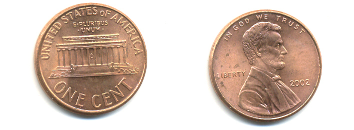 США 1 ЦЕНТ 2002 ЛИНКОЛЬН KM 201b цинк плакированный медью UNC 179-541