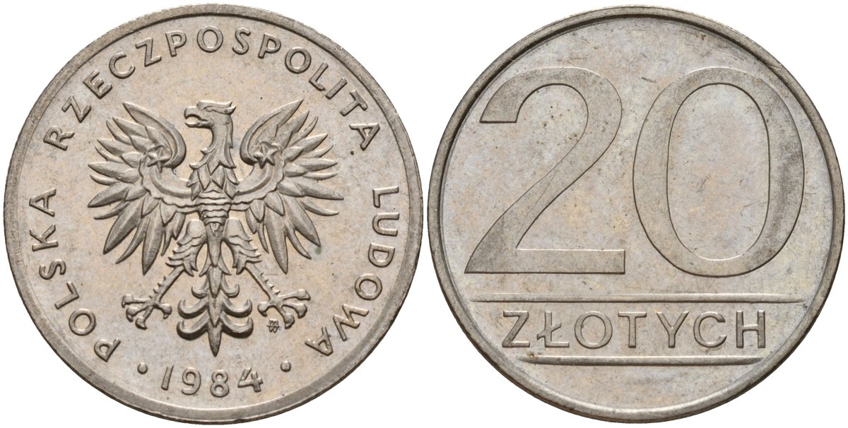 Польша 20 злотых 1984 MW Y 153.1 медно-никель 4187-627