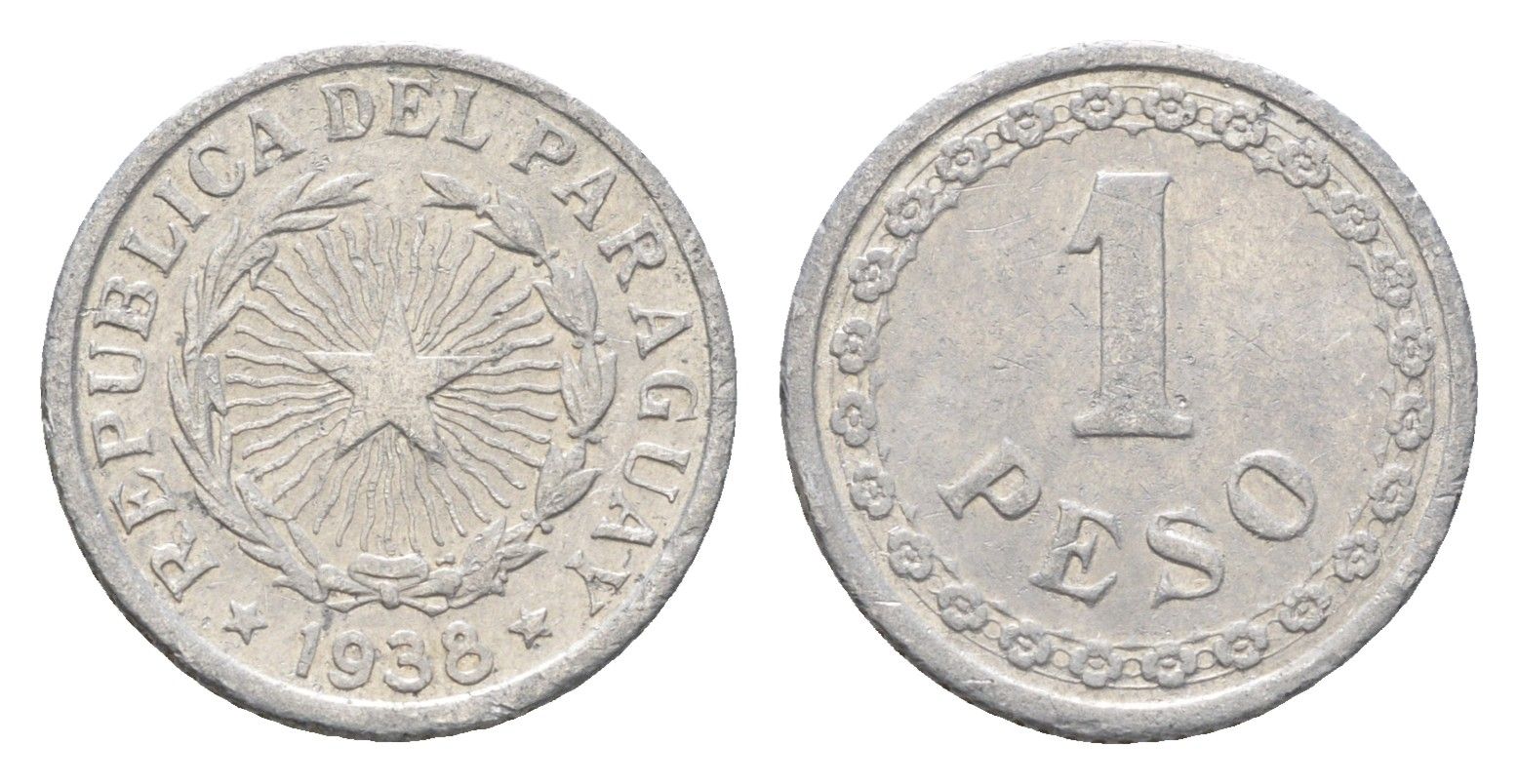 Парагвай 1 песо 1938 год-тип KM 16 алюминий 4668-957