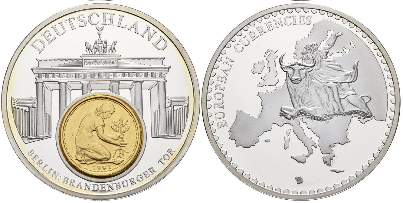 Нидерланды медаль 2002 серия первые монеты еврозоны, 54 гр., 50 мм.,с сертификатом, Нидерланды, 2 евроцента  серебрение  PROOF  06-027-12