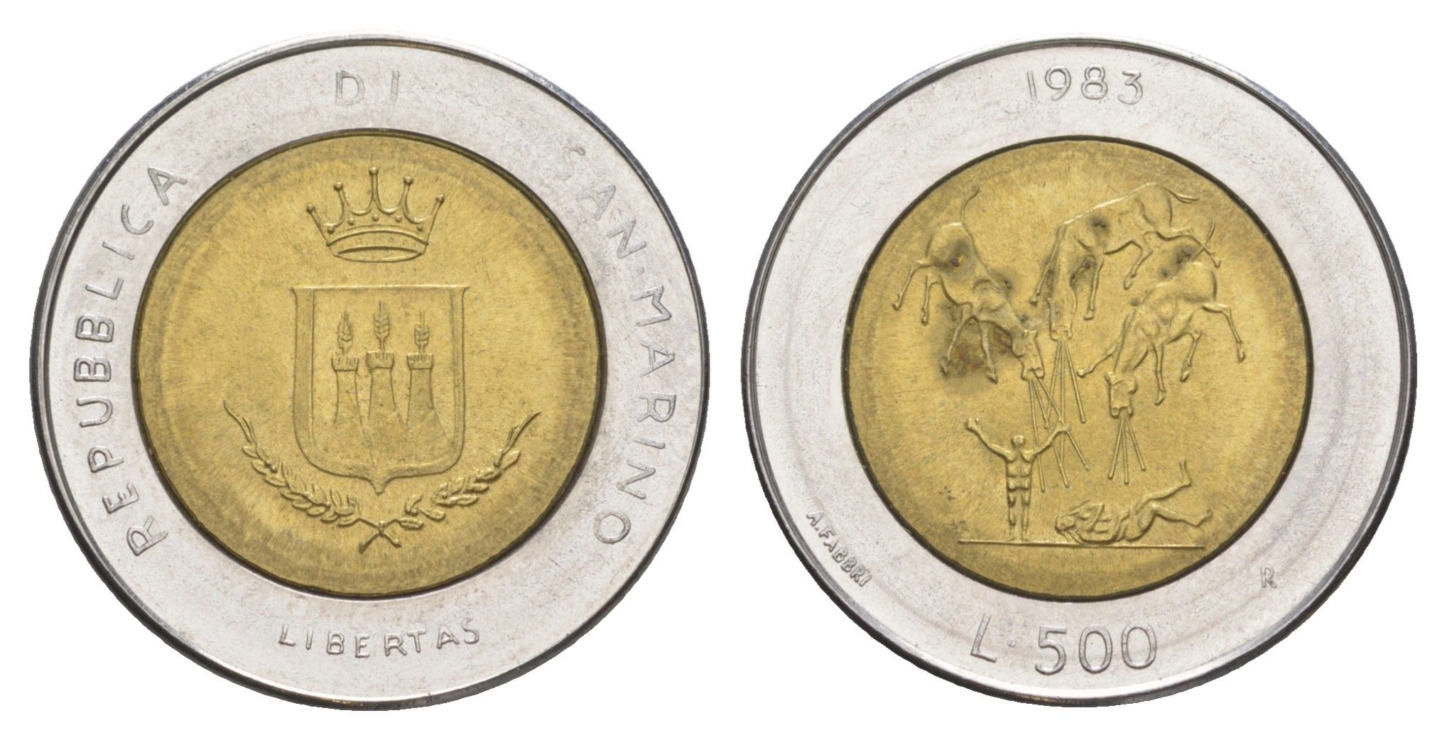 Сан-Марино 500 лир 1983 Ядерная угроза KM 153 биметалл UNC 4648-323