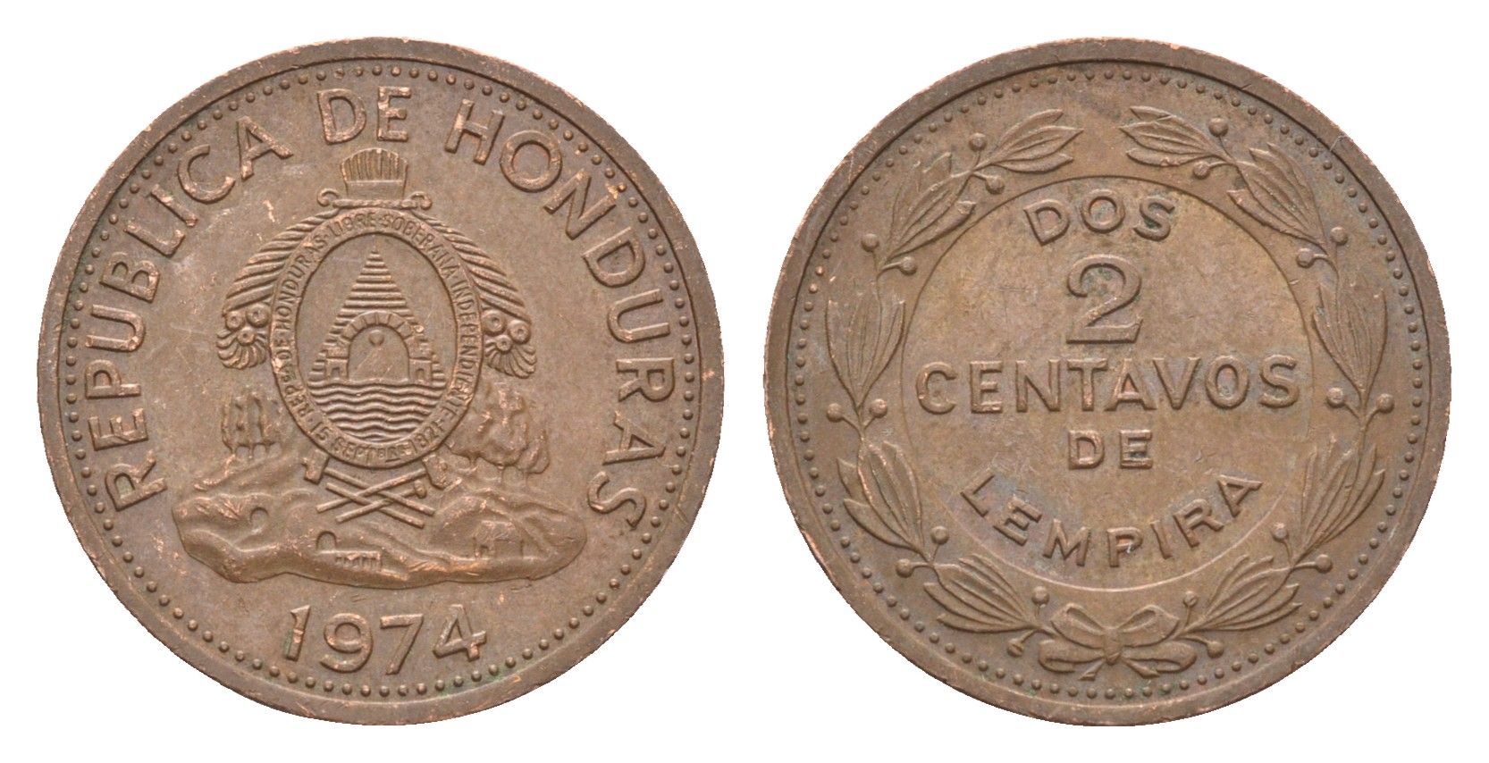 Гондурас 2 сентаво 1974 KM 78a сталь плакированная медью 4664-632