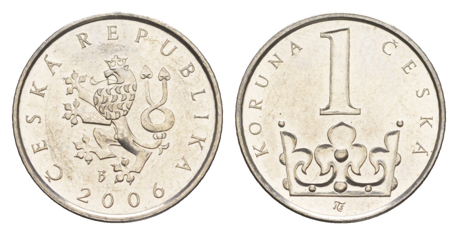 Чехия 1 крона 2006 KM 7 сталь плакированная никелем UNC 4651-559