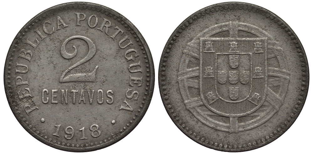 Португалия 2 сентаво 1918 Республика KM 567 железо 00-803-11