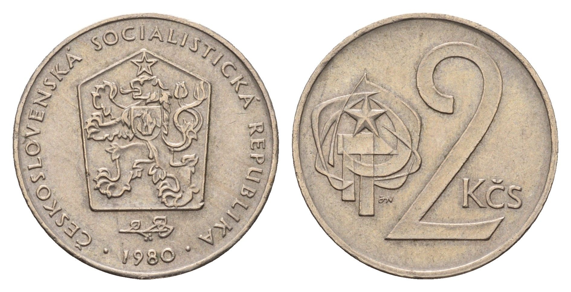 Чехословакия 2 кроны 1980 KM 75 медно-никель UNC 4678-651