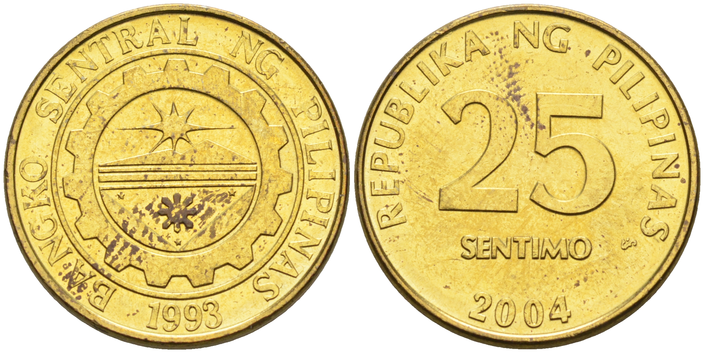 Филиппины 25 сентимо 2004  KM 271а латунь  UNC  4115-427