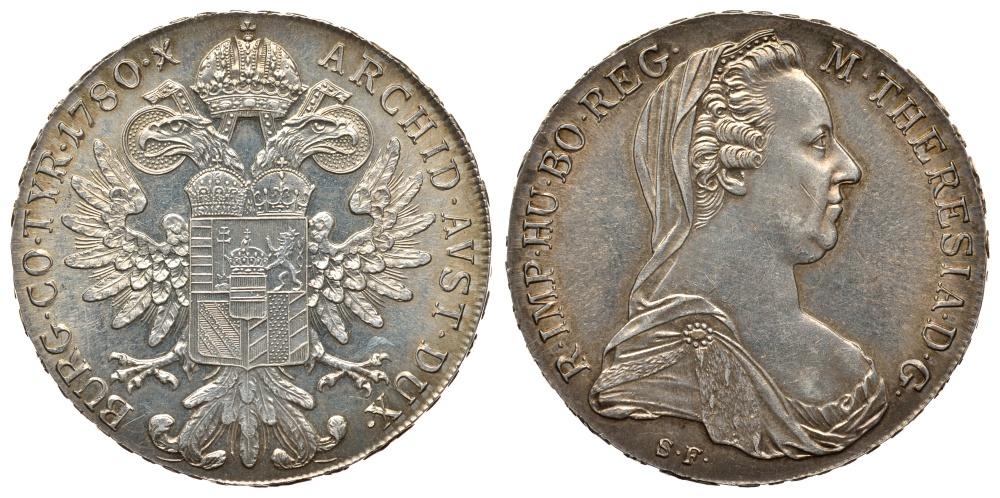 Австрия 1 талер 1780 SF, Мария Терезия, официальный рестрайк KM Т1 серебро 413-111