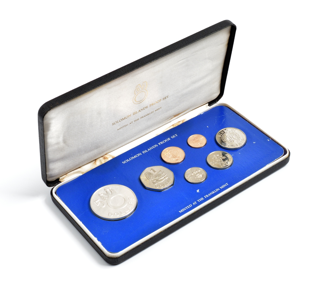 Соломоновы острова набор из 7 монет 1978 в запайке, в оригинальной коробке, с сертификатом KM PS 2, KM (1-7) серебро PROOF 7-5-2-07