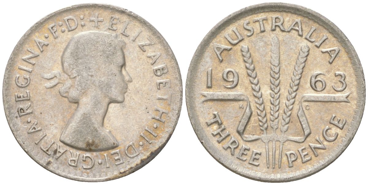 Австралия 3 пенса 1963 Елизавета II (1952-2022) KM 57 серебро 4623-124