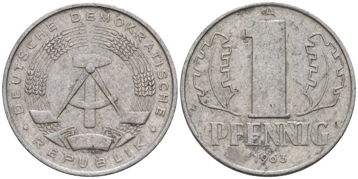 ГДР 1 пфенниг 1963 A KM 8.1 алюминий 39-1154