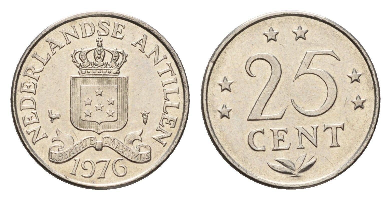 Нидерландские Антильские острова (Нидерландские Антилы) 25 центов 1976 Юлиана (1948-1980) KM 11 никель UNC 4588-739