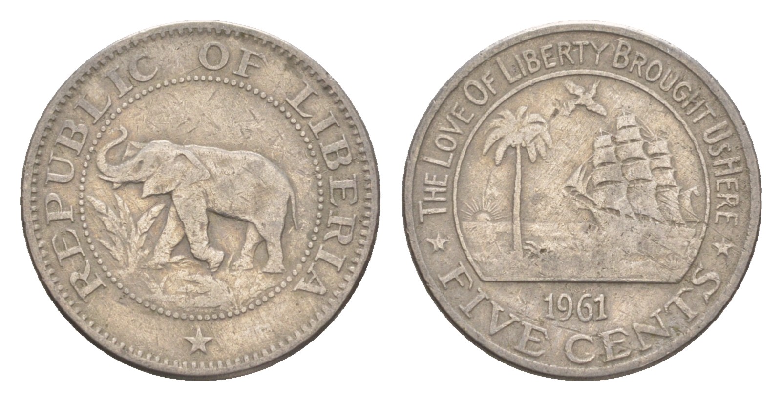 Либерия 5 центов 1961 KM 14 медно-никель 4659-451