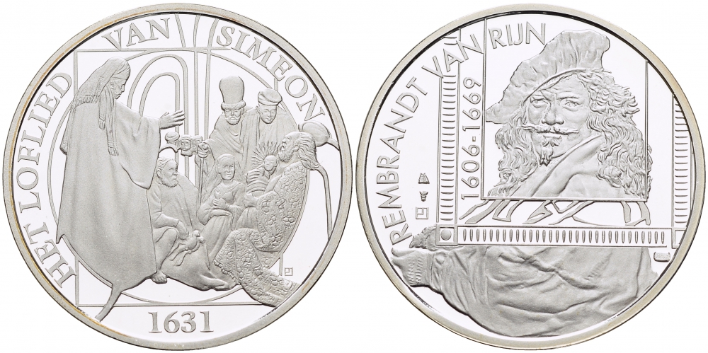 НИДЕРЛАНДЫ МЕДАЛЬ РЕМБРАНДТ (1606-1669), ПЕСНЬ СИМЕОНА 1631 ГОД, ДИАМЕТР 30 мм., ВЕС 9,42 гр. медно-никель 1087-2-54