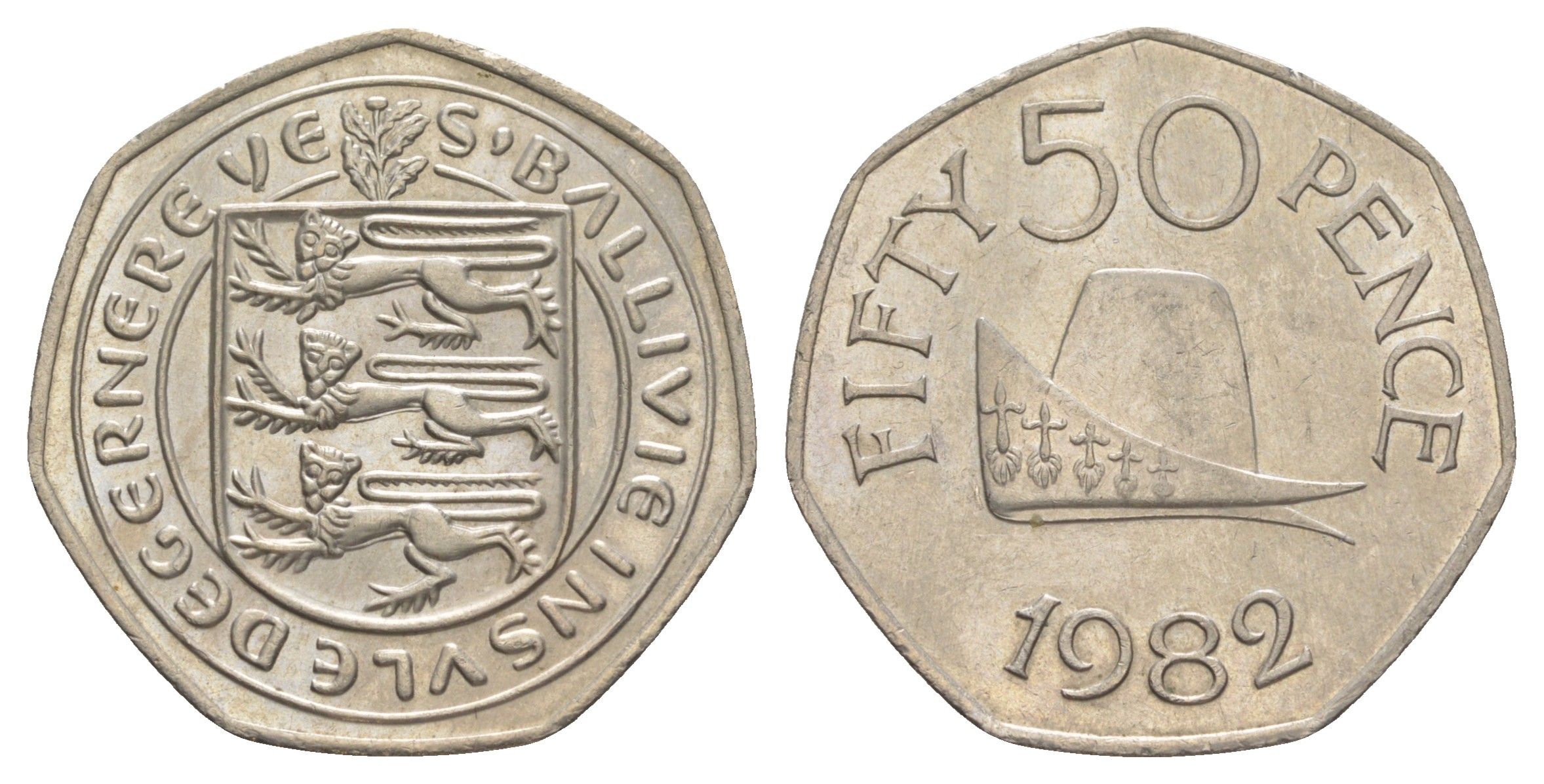 Гернси 50 пенсов 1982 KM 34 медно-никель aUNC 4185-213