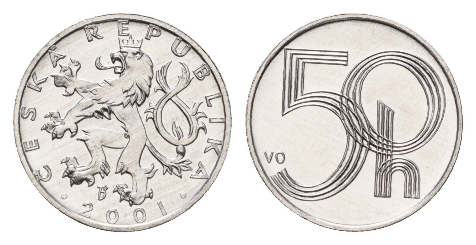 Чехия 50 геллеров 2001 KM 3 алюминий UNC 4158-618
