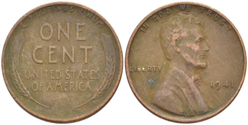 США 1 ЦЕНТ 1941 ЛИНКОЛЬН KM 132 бронза 218-417