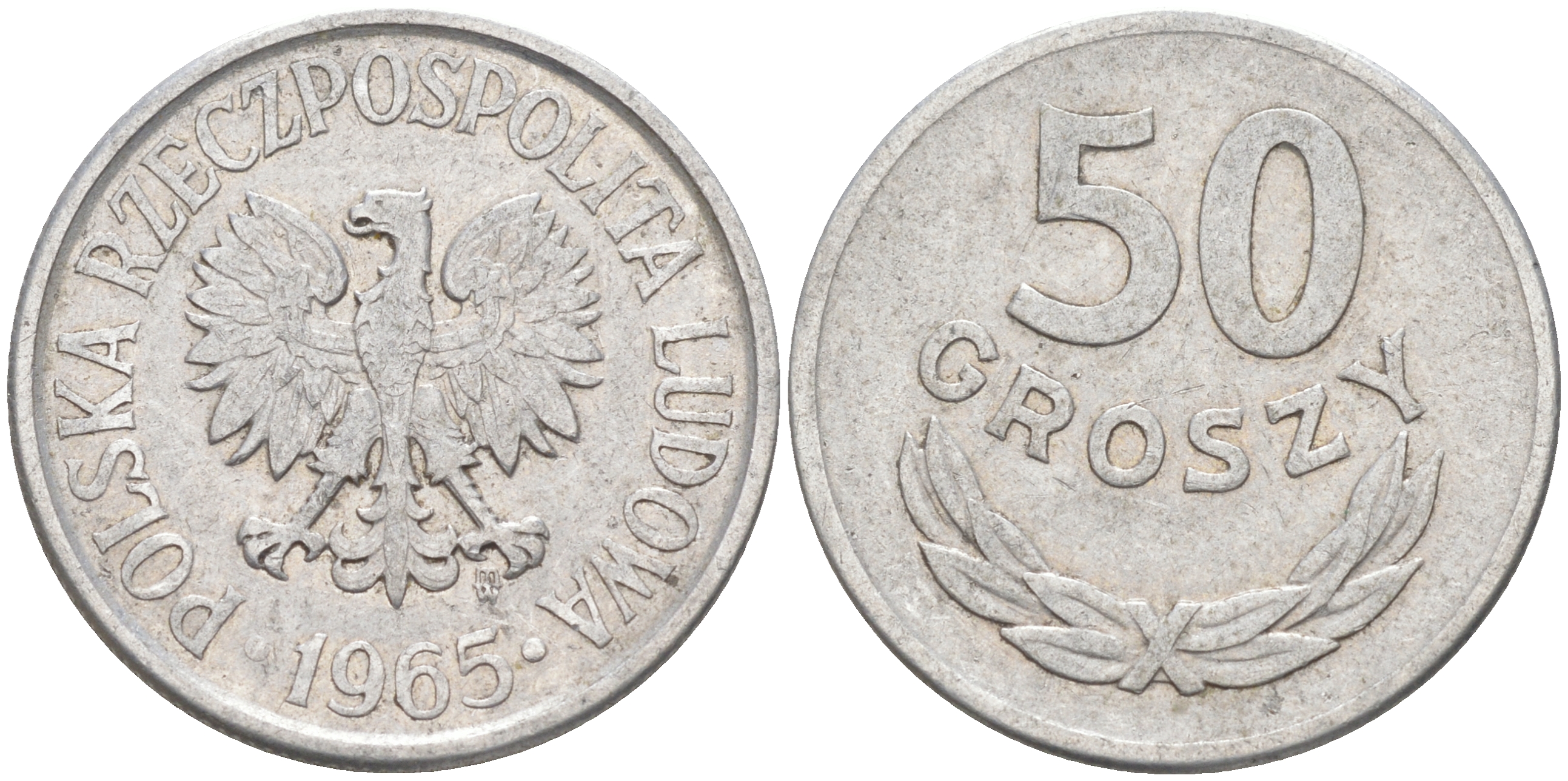 Польша 50 грошей 1965 MW KM 48.1, Parchimowicz 210b алюминий 190-434