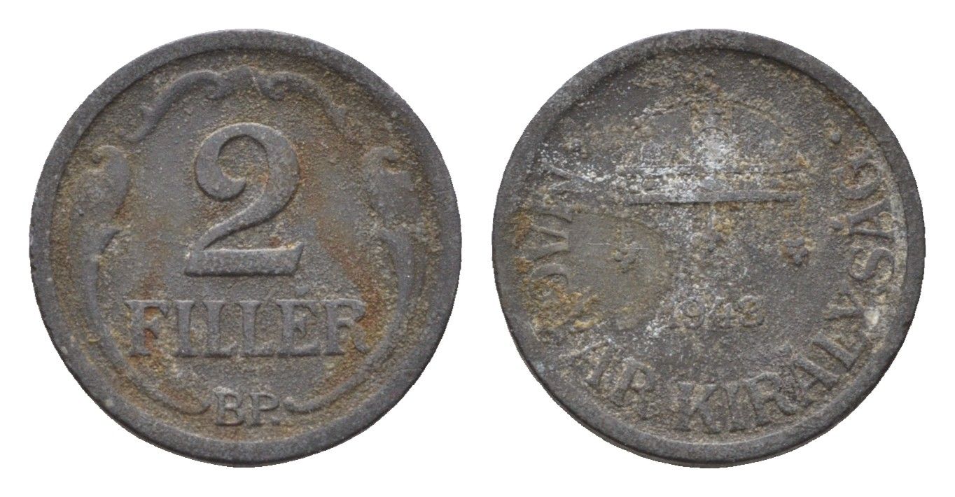 Венгрия 2 филлера 1943 BP KM 519 цинк 4684-128