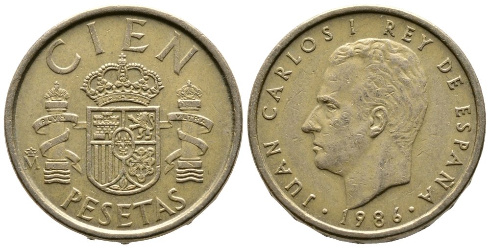 Испания 100 песет 1986 Хуан Карлос I (1975-2014) KM 826 алюминиевая бронза 85-332