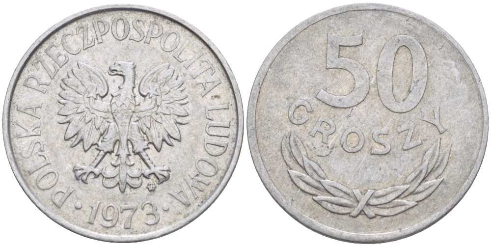 ПОЛЬША 50 ГРОШЕЙ 1973 MW KM 48.1, Parchimowicz 210h алюминий 4514-515