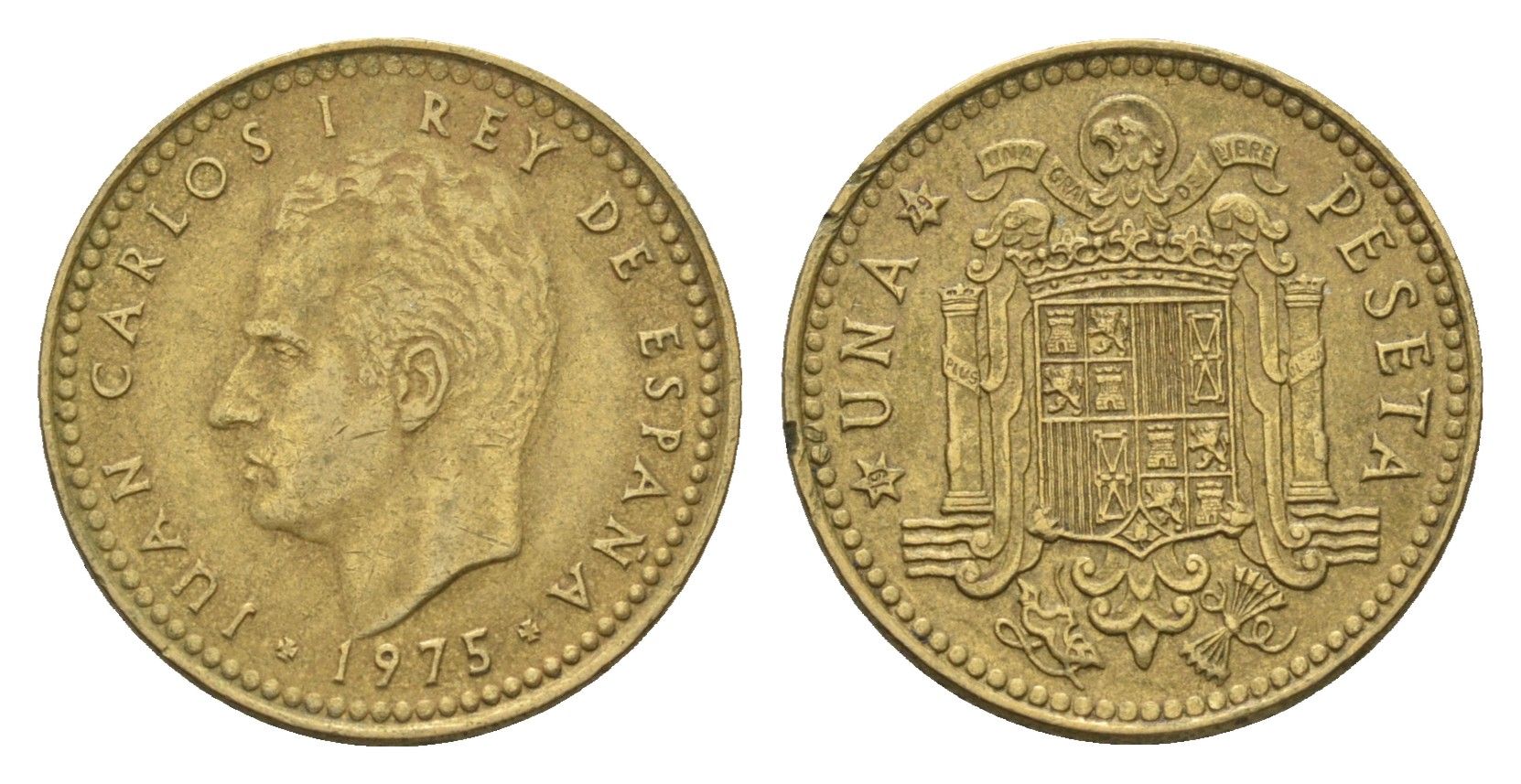 Испания 1 песета 1975 (79) Хуан Карлос I (1975-2014) KM 806 алюминиевая бронза 4674-449