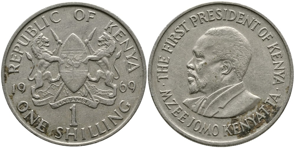 Кения 1 шиллинг 1969 Джомо Кениата KM 14 медно-никель 4529-1017