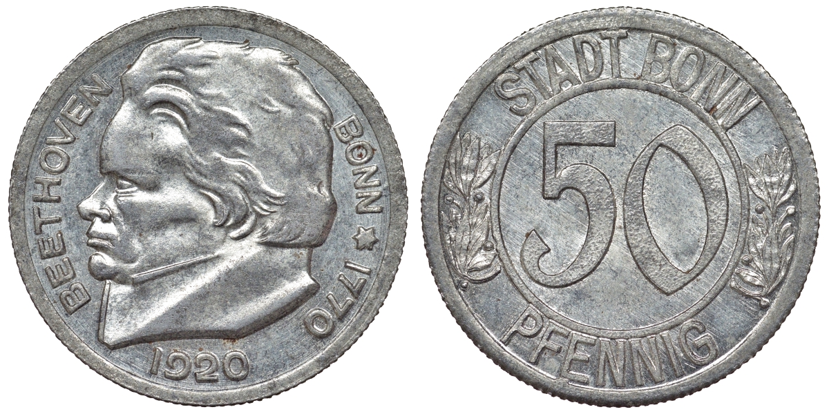 Германия, Бонн 50 пфеннигов 1920 Северный Рейн-Вестфалия, нотгельд Funck 51.? железо 4121-543