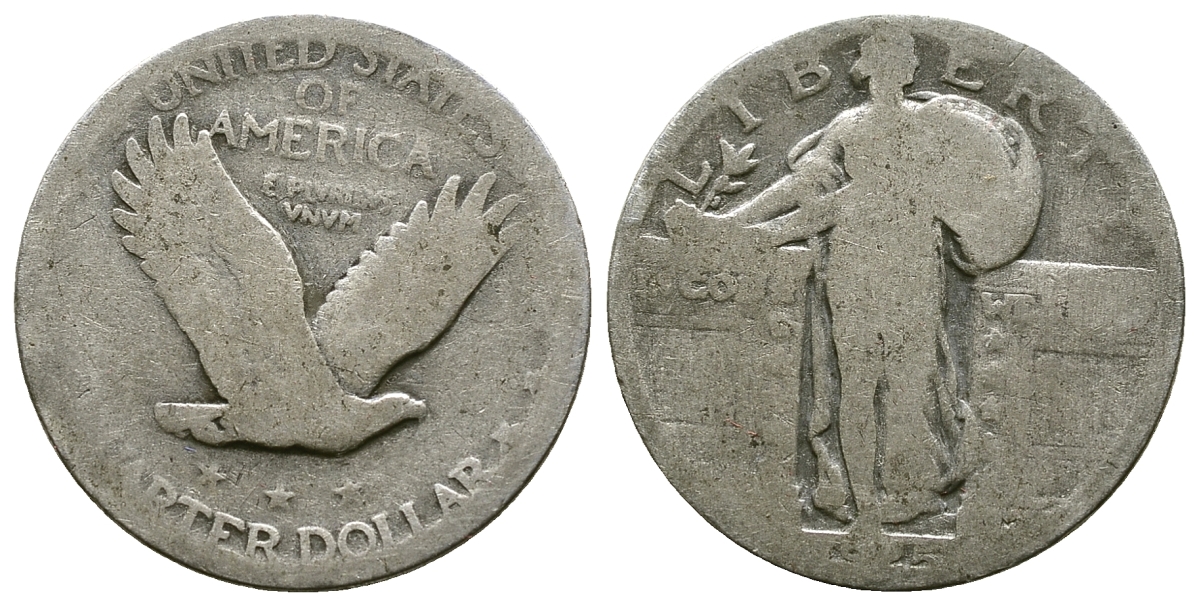 США 25 центов (квотер) 1925 шагающая свобода KM 145 серебро 4383-1046