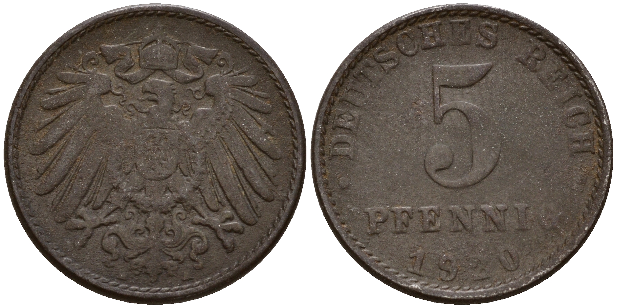 Германия 5 пфеннигов 1920 A J.297  KM 19 железо    4598-1155