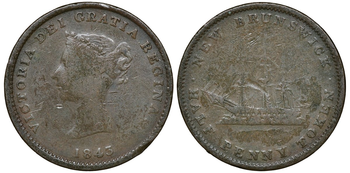 Канада 1/2 пенни 1843 Новый Брауншвейг (Нью-Брансуик) KM 1 медь 4132-1147