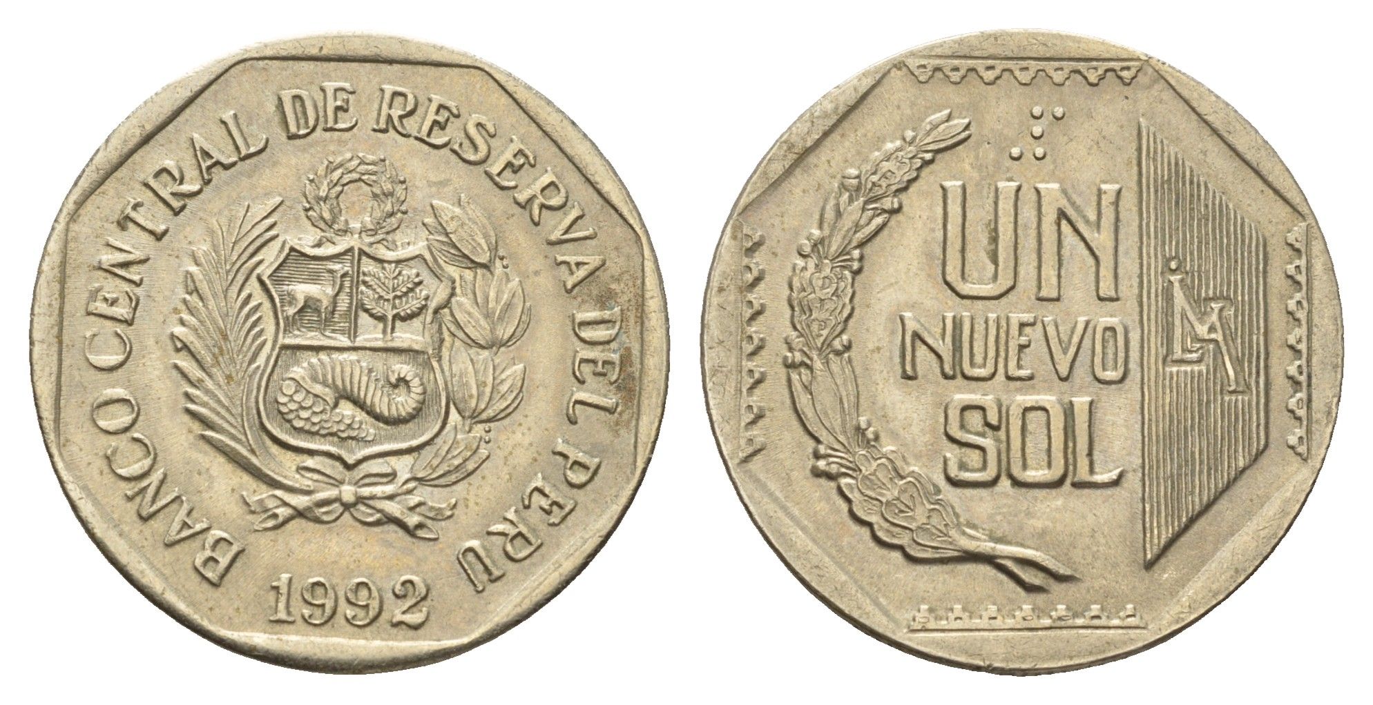 Перу 1 соль 1992 KM 308 медно-никель 77-214