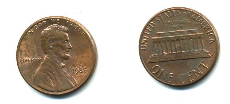 США 1 ЦЕНТ 1985 ЛИНКОЛЬН KM 201b цинк плакированный медью 46-715