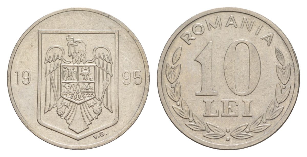 Румыния 10 леев 1995 KM 116 сталь плакированная никелем UNC 4635-223