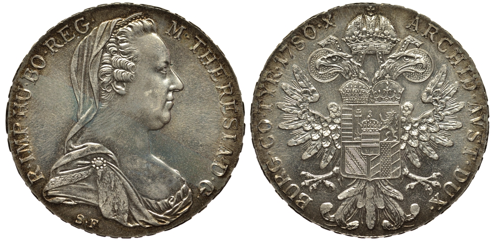Австрия 1 талер 1780 SF, Мария Терезия, официальный рестрайк KM Т1 серебро 443-1421