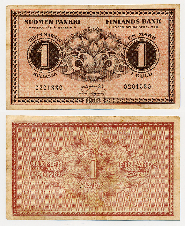 ФИНЛЯНДИЯ 1 МАРКА 1918 Pick 35 бумага 6278-40-3-2