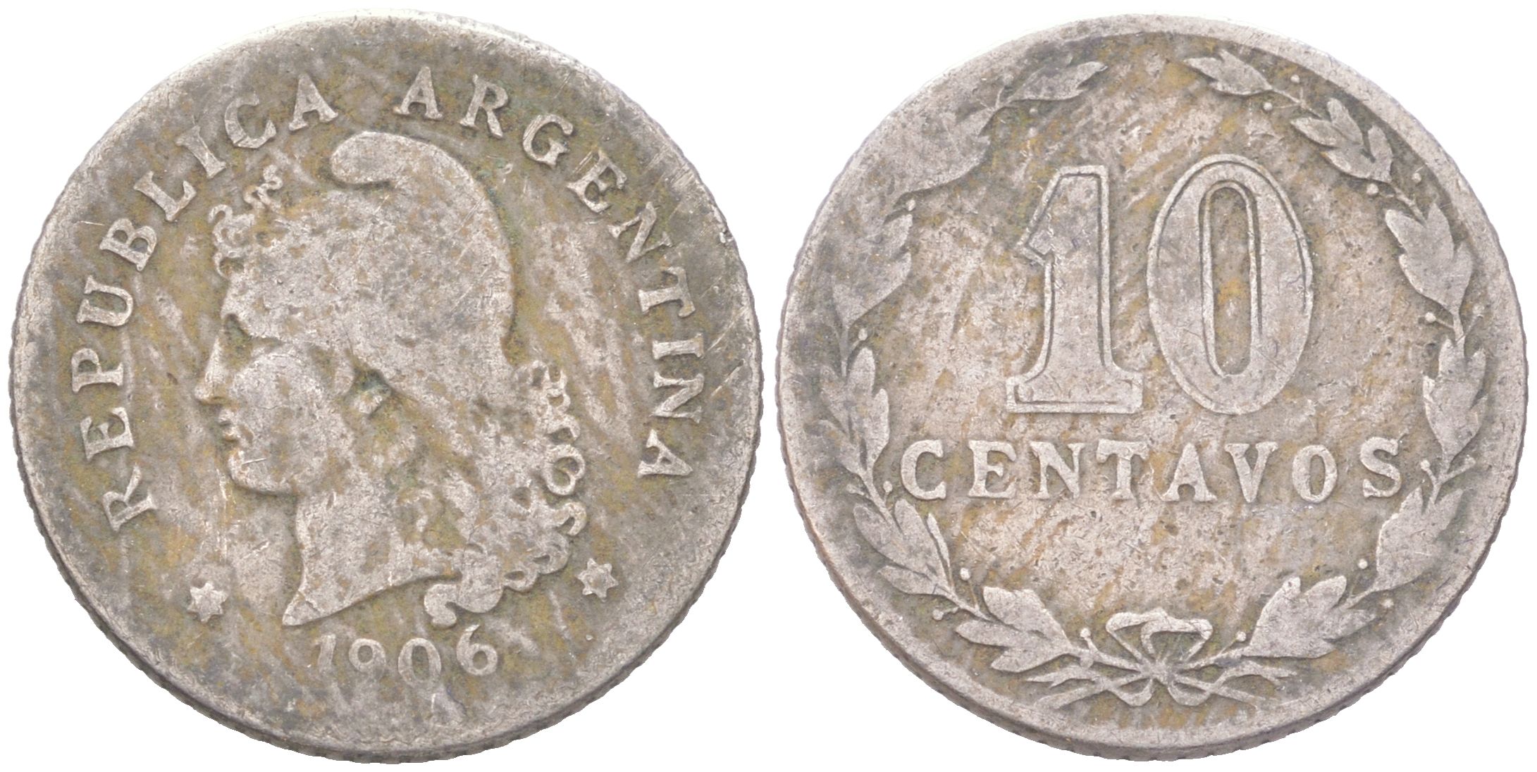 Аргентина 10 сентаво 1906 KM 35 медно-никель 4621-1048