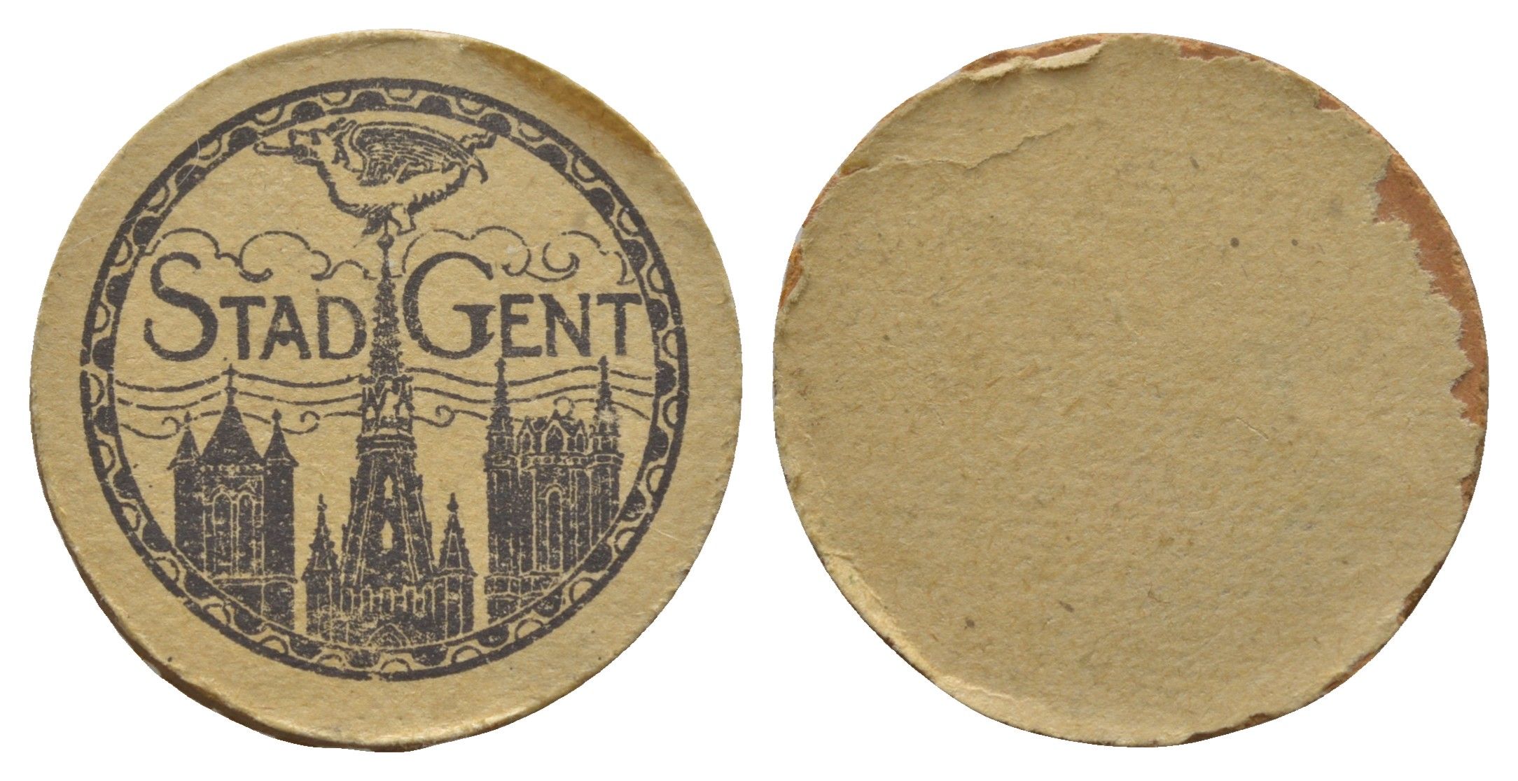 Бельгия, Гент бланк, скорее всего служил оборотной стороной для нотгельда в 10 сантимов 1920 картон 413-6733