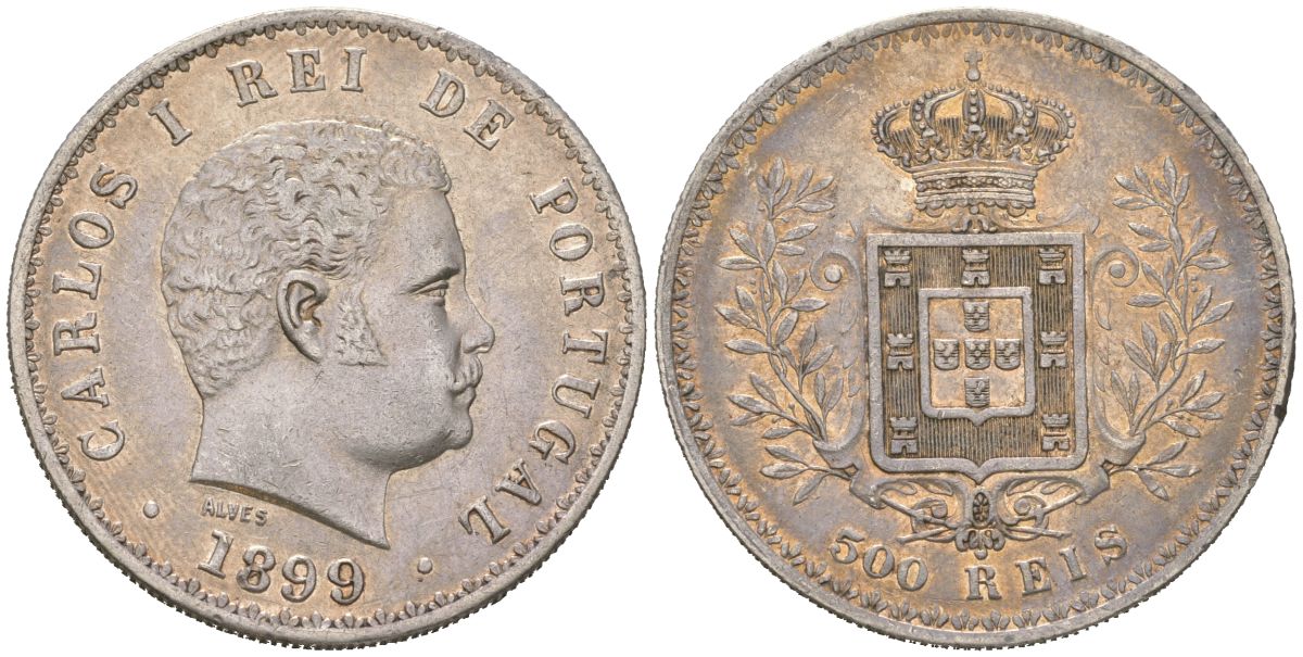 Португалия 500 реалов 1899 Карлуш I (1889-1908) KM 535 серебро 272-512