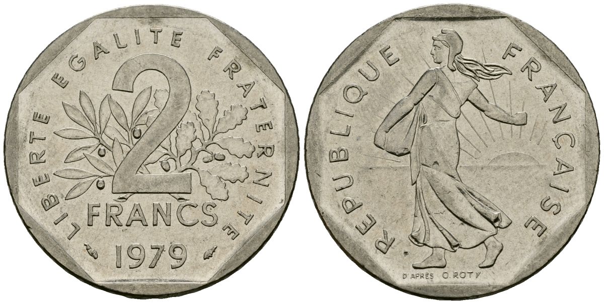 Франция 2 франка 1979 сеятель KM 942.1, Le Franc 272.3 никель 4120-1032
