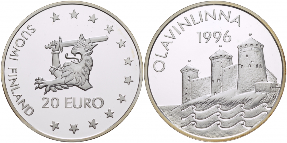 Финляндия 20 евро 1996 Крепость Олавинлинна серебро PROOF 04-302-41