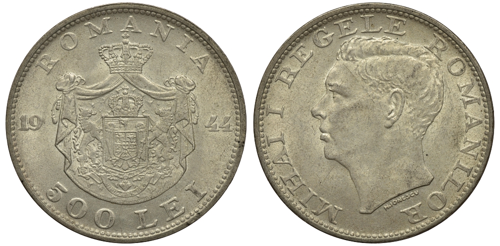 Румыния 500 лей 1944 Михай I (1940-1947) KM 65 серебро UNC 441-532