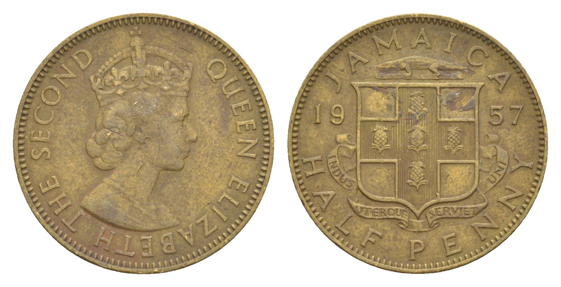 Ямайка 1/2 пенни 1957 Елизавета II (1952-2022) KM 36 никель латунь 4626-516