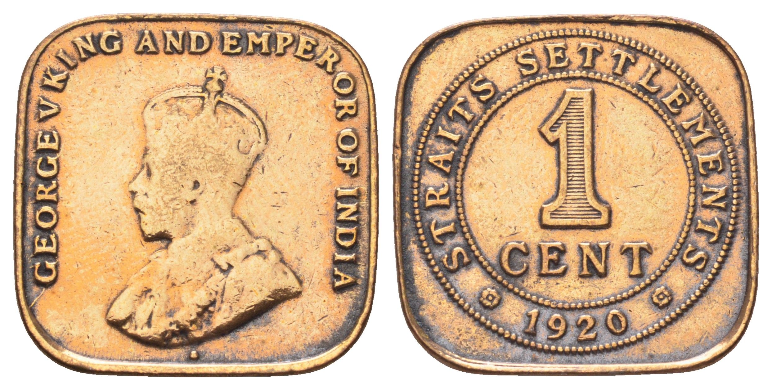 Стрейтс-Сетлментс (Стрейтс Сетлментс) 1 цент 1920 Георг V (1910-1936) KM 32 бронза 4697-1246
