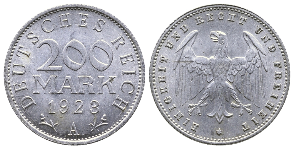 ГЕРМАНИЯ 200 МАРОК 1923 A KM 35, J. 304 алюминий 4380-424