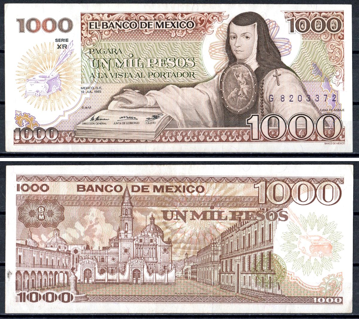 Мексика 1000 песо 1985 Pick 85 бумага 402-61-2-1