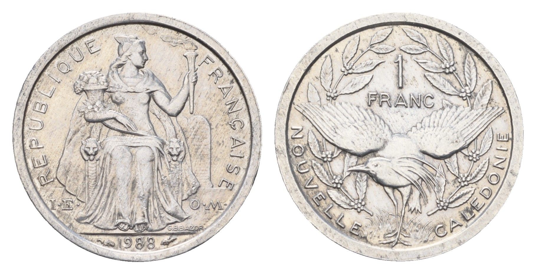 Новая Каледония 1 франк 1988 KM 10 алюминий 181-941